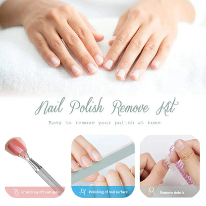 Nail Polish Gel Remover Tools Kit, Soak Off Cap Clip, UV Gel Polish Cuticle Pusher, 200ml Dispenser Bottle, 600 PCS Cotton Pads, Handle Brushes, 100/180 Nail File, Buffer Block, Finger Separators White-Set. My Store