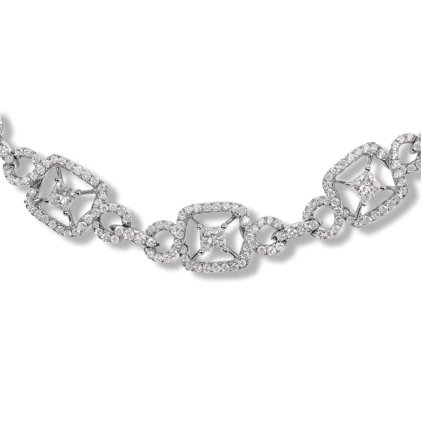 18K White Gold 5.00 Cttw Diamond "Duchess" Station and Link Collar Necklace (F-G Color, VS2-SI1 Clarity) - 17" Inches WEM Support (www.WEM.support)