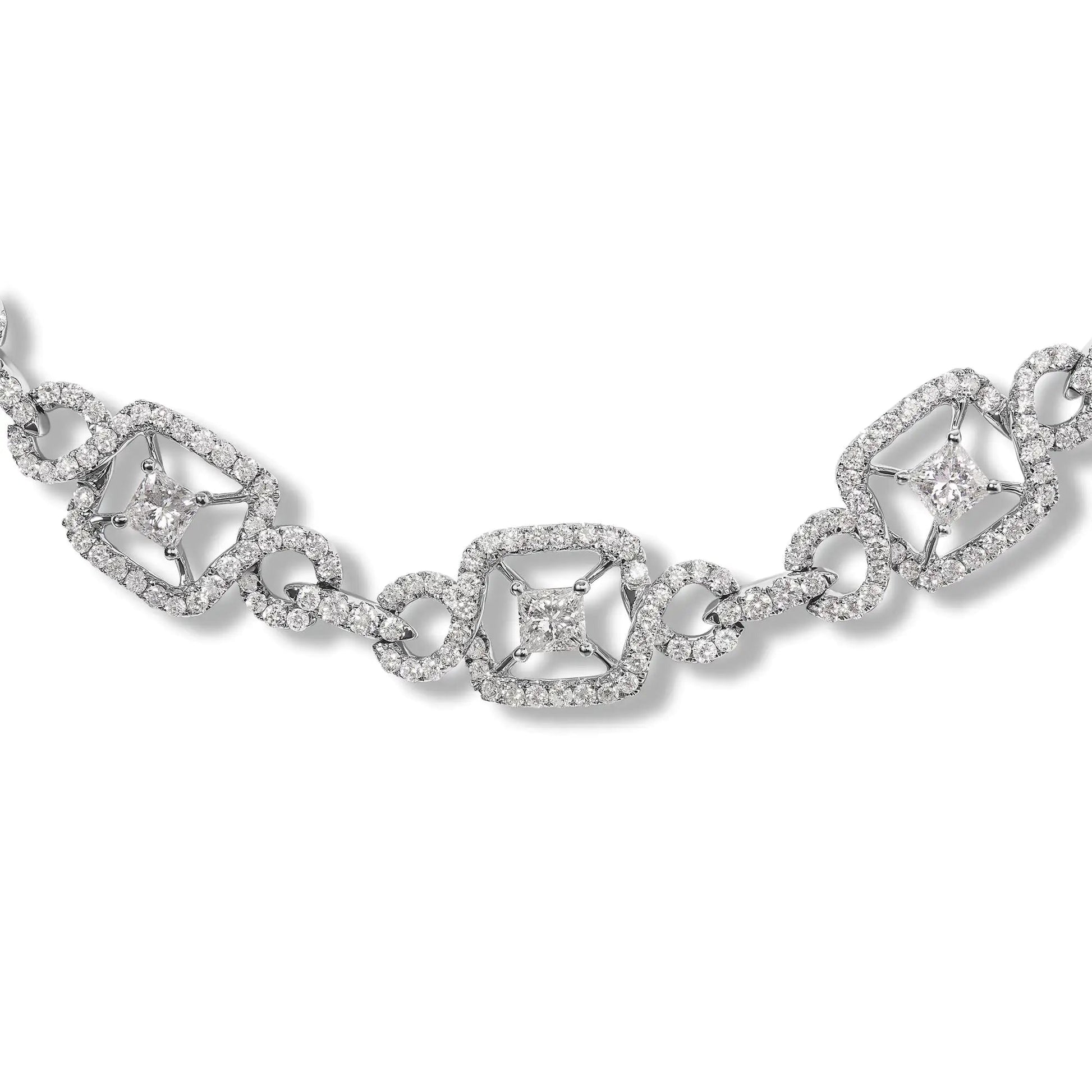 18K White Gold 5.00 Cttw Diamond "Duchess" Station and Link Collar Necklace (F-G Color, VS2-SI1 Clarity) - 17" Inches WEM Support (www.WEM.support)