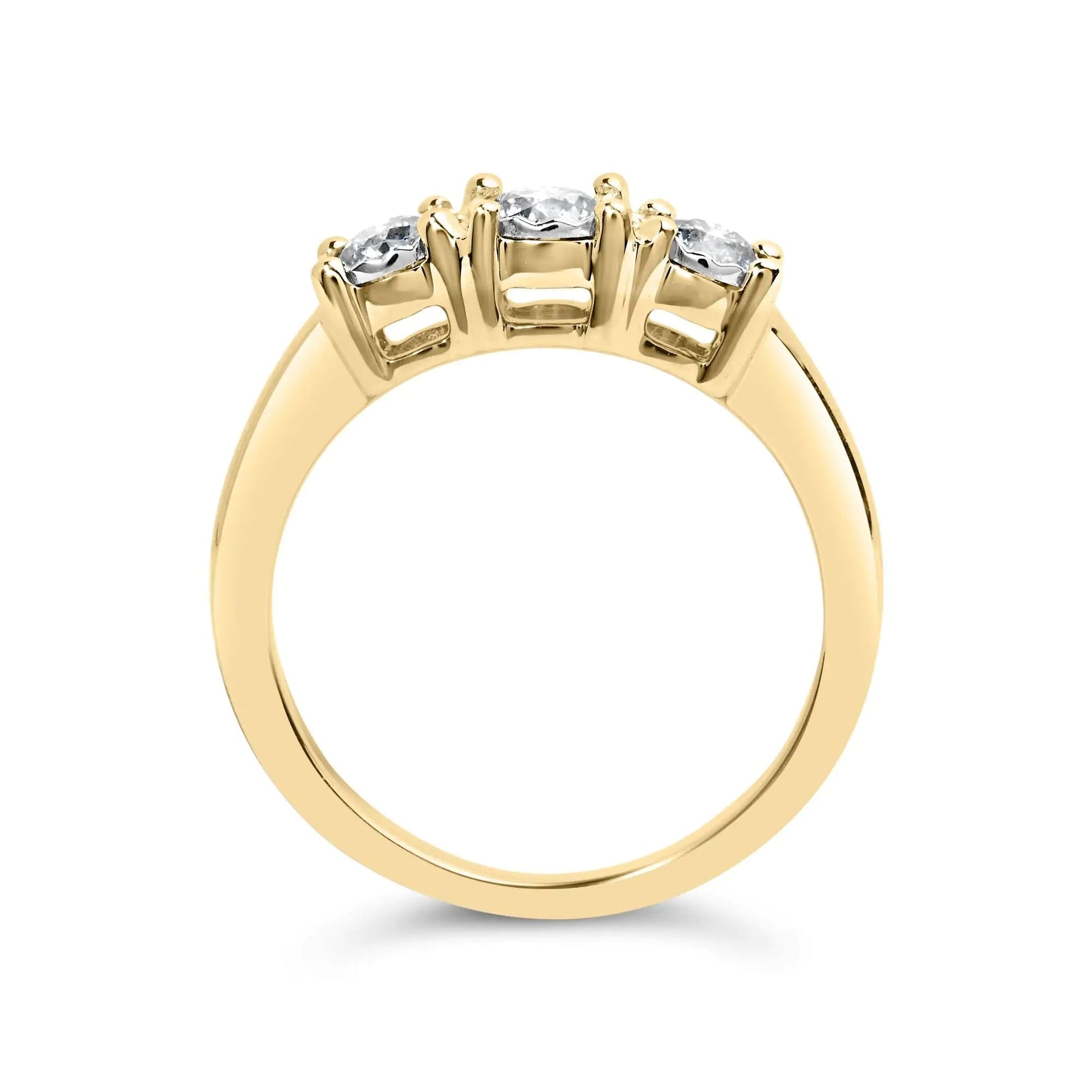 10K Yellow Gold 1/2 Cttw Miracle Set Round Diamond Three Stone Illusion Plate Ring (I-J Color, I2-I3 Clarity) WEM Support (www.WEM.support)