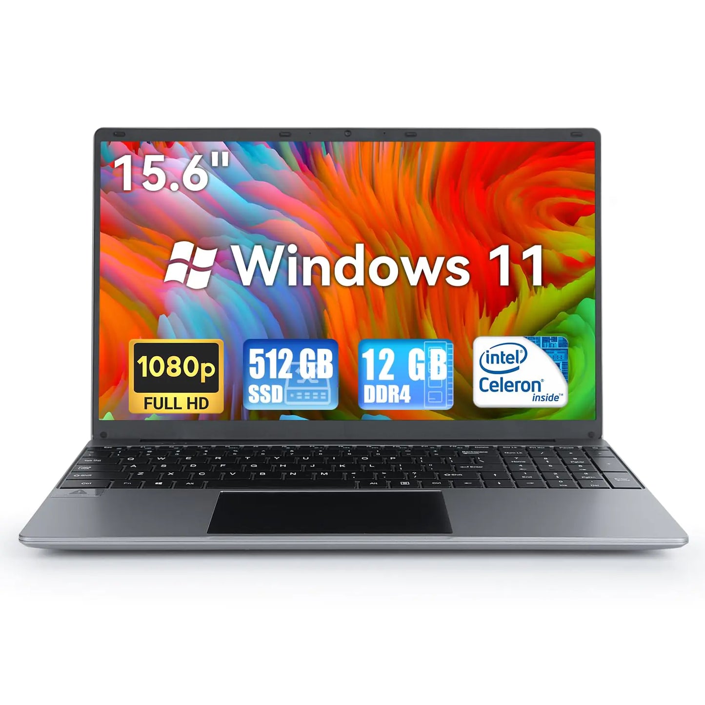 15.6 Laptop 12GB DDR4 512GB SSD Windows 11 Quad-Core Intel Celeron N5095 Processors 1080P IPS FHD Display Laptop ComputerNumeric Keypad USB 3.0 Bluetooth 4.2 2.4/5G WiFi