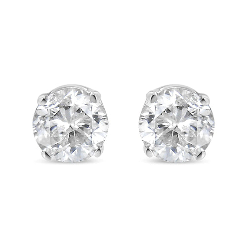 14K White Gold 3/4 Cttw Round Brilliant-Cut Near Colorless Diamond Classic 4-Prong Stud Earrings (H-I Color, SI1-SI2 Clarity) WEM Support (www.WEM.support)