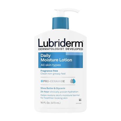 Lubriderm Fragrance Free Daily Moisture Lotion + Pro-Ceramide, Shea Butter & Glycerin, Face, Hand & Body Lotion for Sensitive Skin, Hydrating Lotion for Healthier-Looking Skin, 16 fl. oz My Store