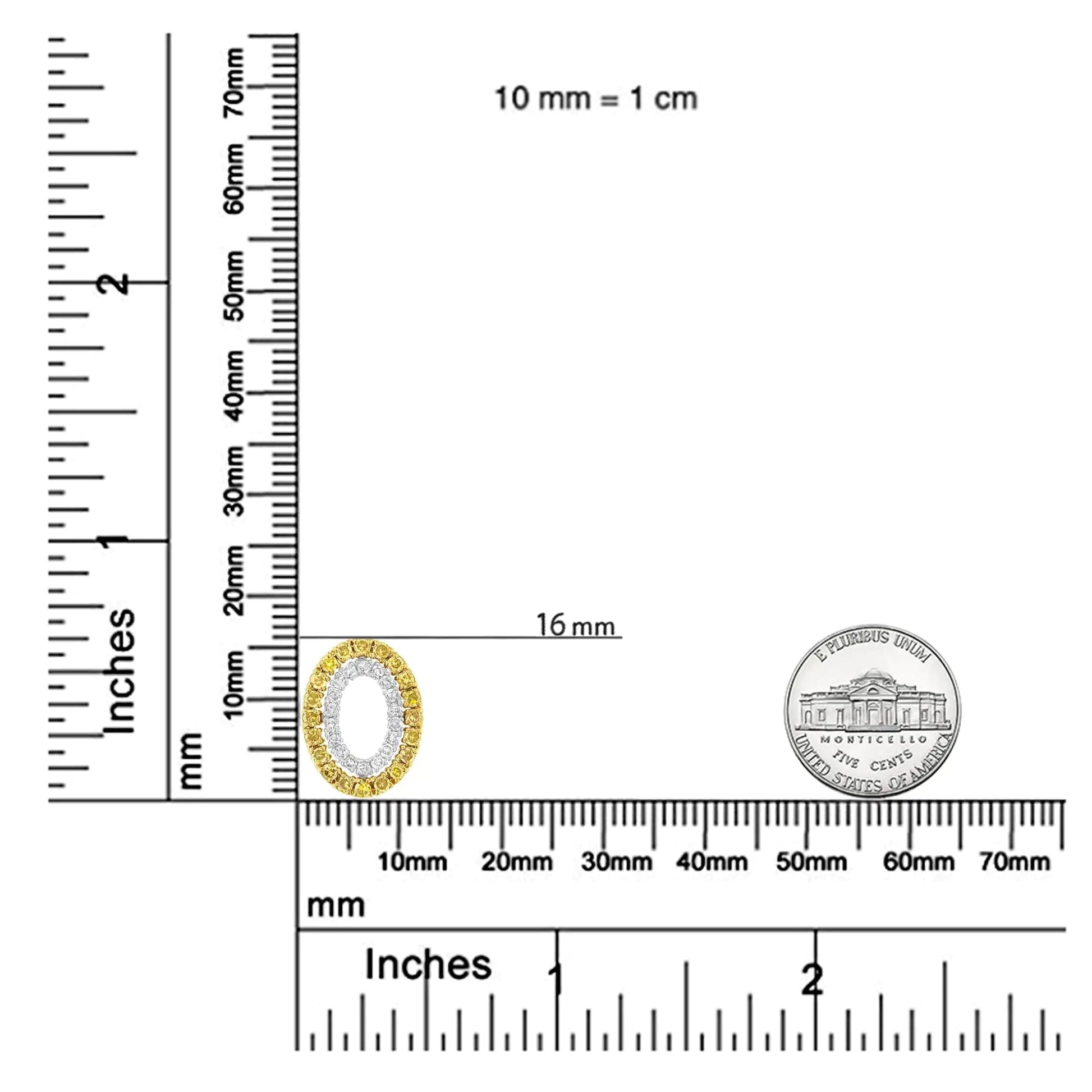 14K Yellow Gold Plated .925 Sterling Silver 1/2 Cttw Color Treated Diamond Double Oval Shape 18" Pendant Necklace (Yellow Color, I2-I3 Clarity) WEM Support (www.WEM.support)