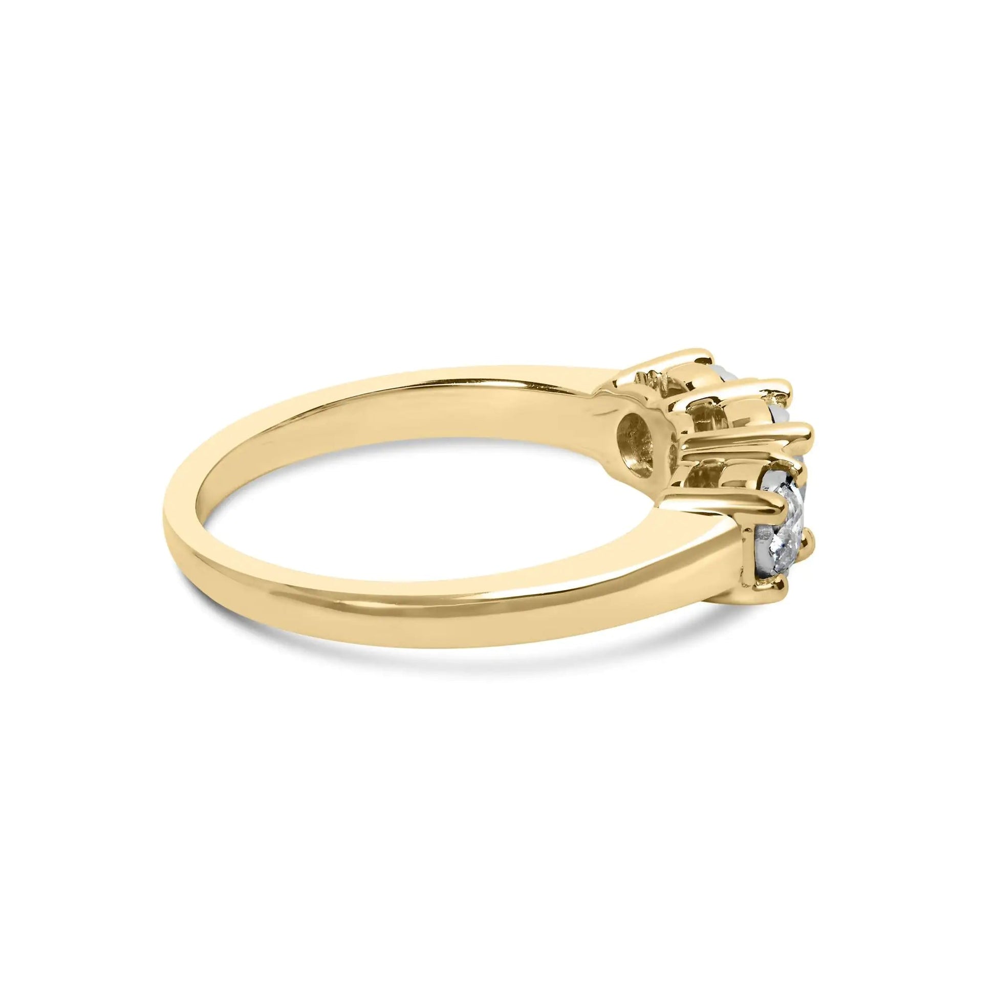10K Yellow Gold 1/2 Cttw Miracle Set Round Diamond Three Stone Illusion Plate Ring (I-J Color, I2-I3 Clarity) WEM Support (www.WEM.support)