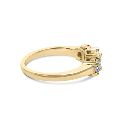 10K Yellow Gold 1/2 Cttw Miracle Set Round Diamond Three Stone Illusion Plate Ring (I-J Color, I2-I3 Clarity) WEM Support (www.WEM.support)