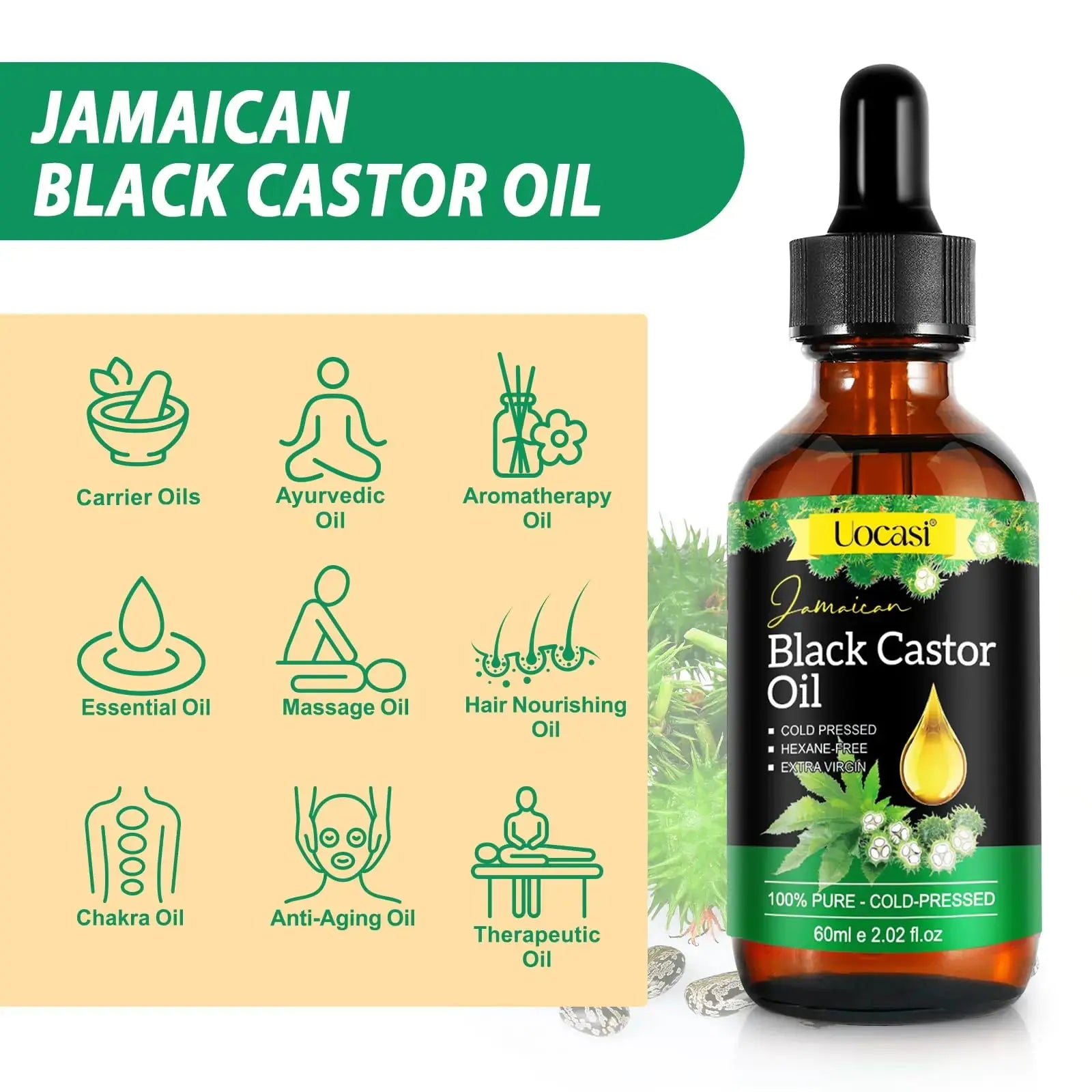 Jamaican Black Castor Oil - 100% Pure and Organic, Cold Pressed in Glass Bottles for Hair Growth, Eyebrow Nourishment, and Skin Hydration My Store