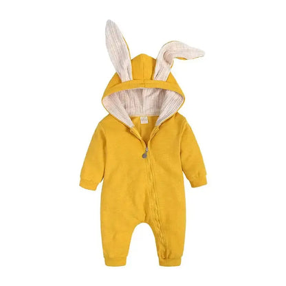 Rabbit Ear Hooded Baby Rompers these rompers are designed to keep your baby warm and stylish. The cute rabbit ear hood adds a fun and playful touch to the outfit, making it perfect for everyday wear or special occasions. Baby Rabbit Ear Rompers My Store